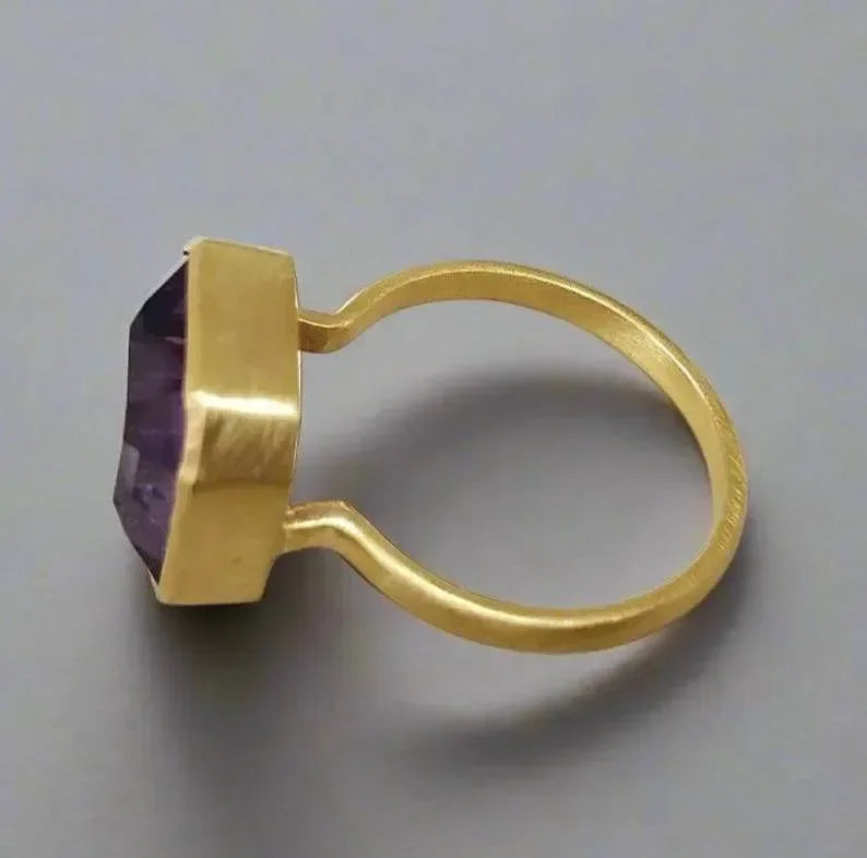 Handmade 14k Purple Amethyst Gold Ring - K Jewelry Accessories