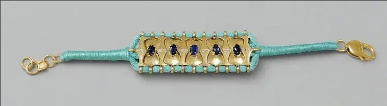 Gold Vermeil Natural Kyanite & Diamond Cord Bracelet - K Jewelry Accessories