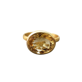 14k Gold Citrine Statement Ring Unisex - K Jewelry Accessories