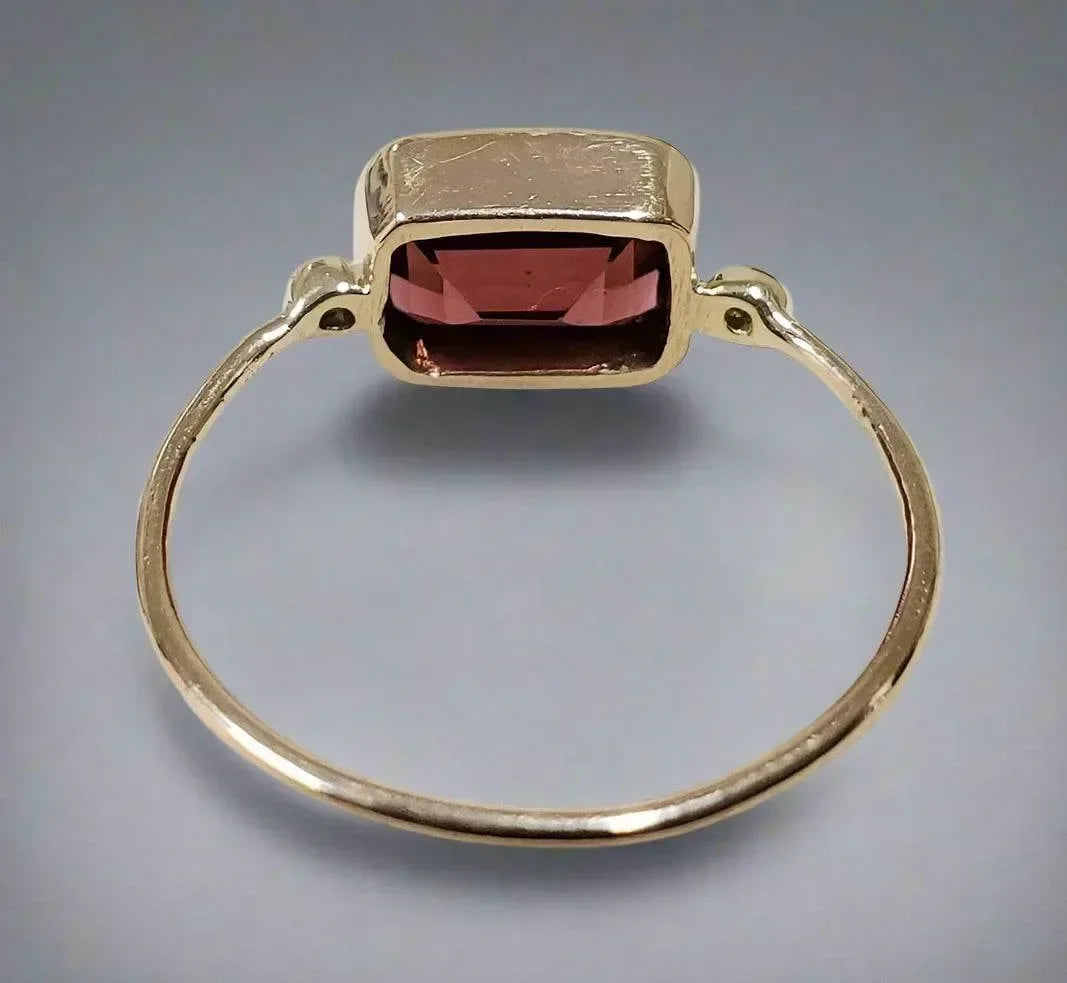 Handmade 14k Diamond & Red Garnet Gold Ring - K Jewelry Accessories