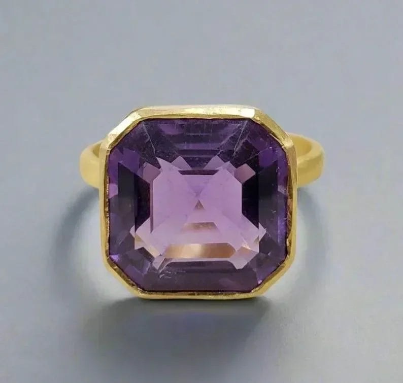 Handmade 14k Purple Amethyst Gold Ring - K Jewelry Accessories