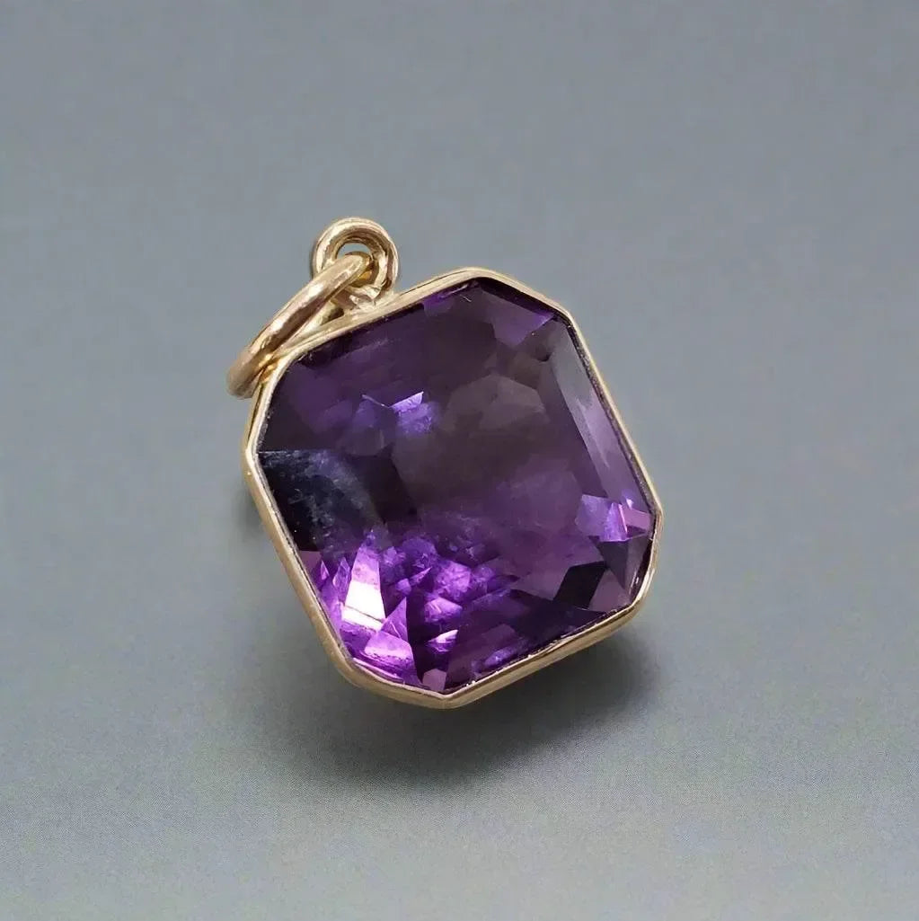 Octagon Shape 14k Amethyst Gold pendant - K Jewelry Accessories