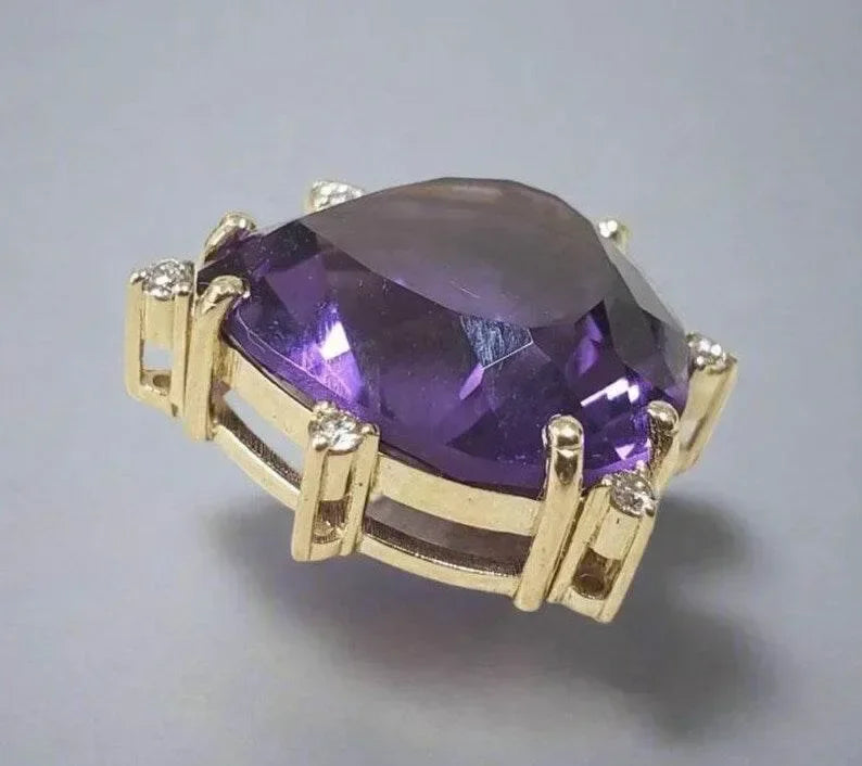 Trillion Shape Purple Amethyst 14k Gold Pendant - K Jewelry Accessories