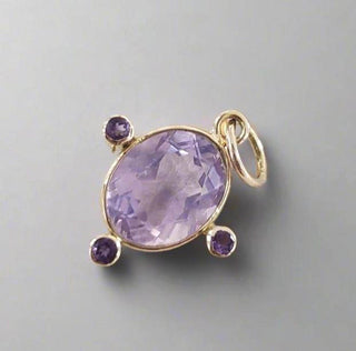Handmade 14k Gold Lavender Quartz Pendant with Amethyst - K Jewelry Accessories