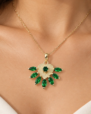 14K Gold Textured Tsavorite Pendant, Green Tsavorite Garnet