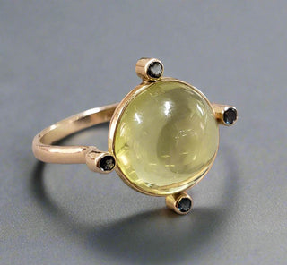 Floral 14k Gold LBT & Lemon Quartz Gold Ring - K Jewelry Accessories