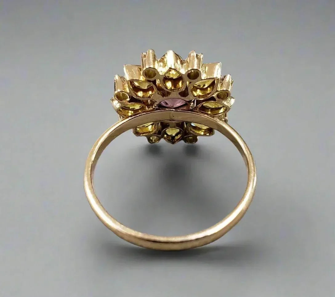 18k Solid Gold Diamond and Pink Tourmaline Sapphire Ring - K Jewelry Accessories