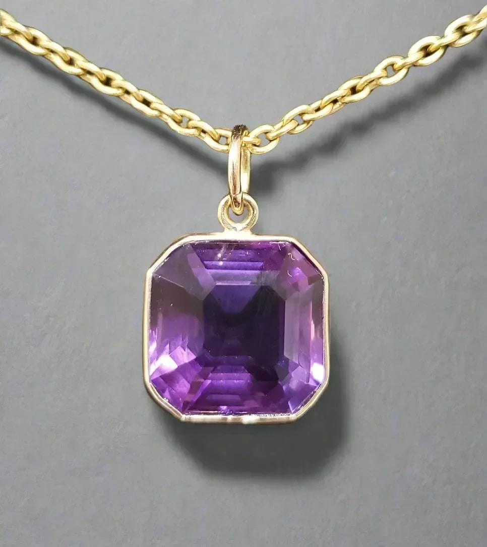 Octagon Shape 14k Amethyst Gold pendant - K Jewelry Accessories