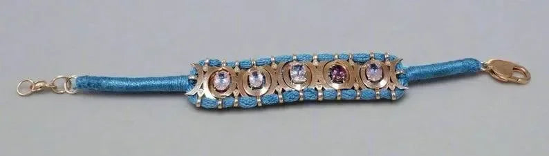 Rose Gold Vermeil Luxury Cord Bracelet - Morganites, Tourmalines & Diamonds Studded - K Jewelry Accessories