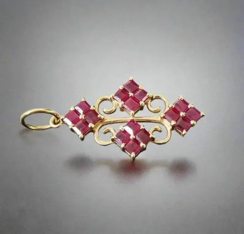 Handmade Solid Gold 14k Ruby Pendant - K Jewelry Accessories