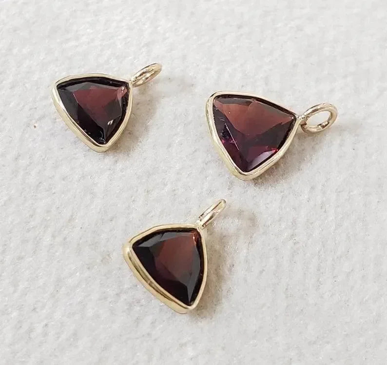 Dainty 14k Mozambique Garnet Gold Charm - K Jewelry Accessories