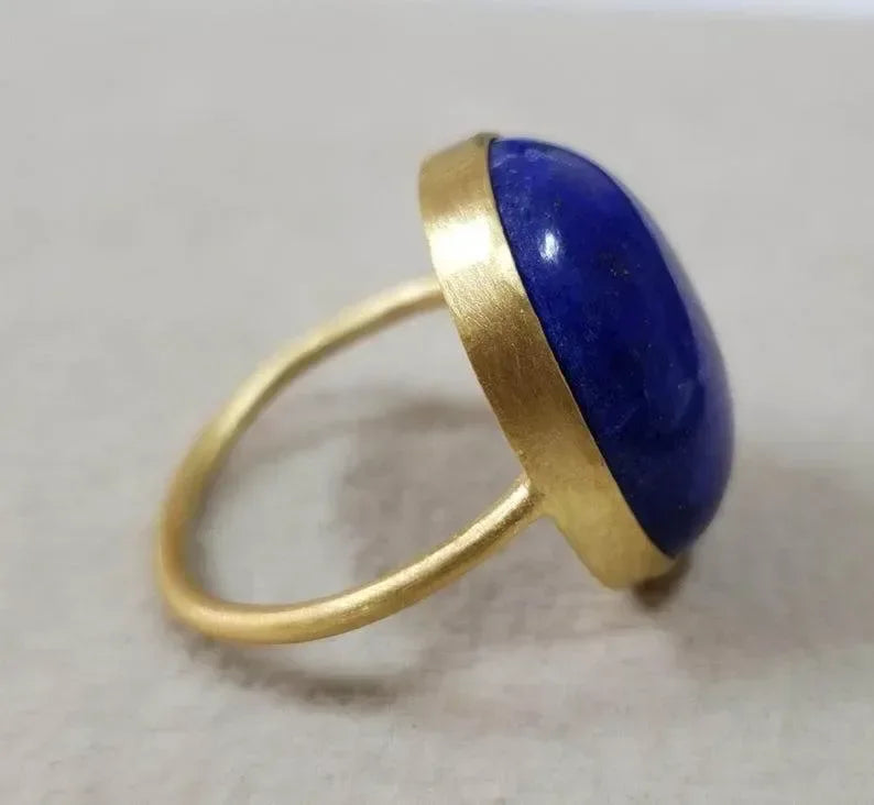 Handmade Solid Gold Lapis 14k Ring - K Jewelry Accessories