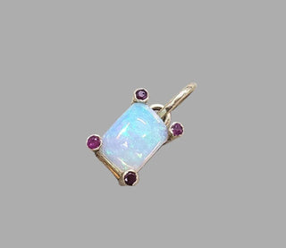 14k Gold Opal & Ruby Pendant • Multi-Flash Opal Necklace - K Jewelry Accessories