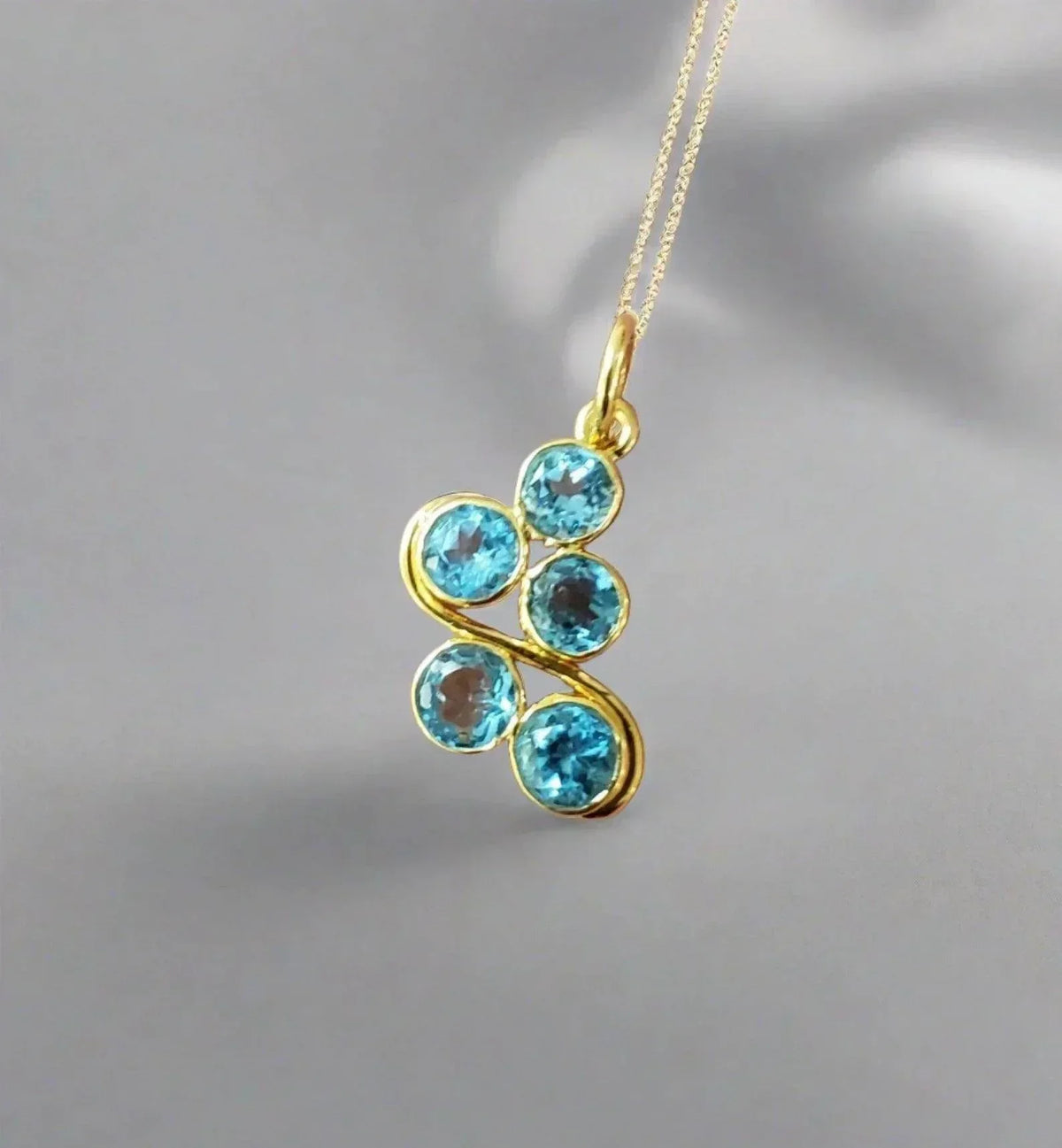 14k Gold Swiss Blue Topaz Dainty Pendant - K Jewelry Accessories