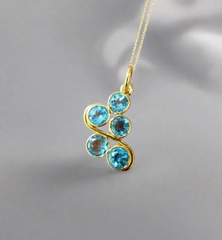 14k Gold Swiss Blue Topaz Dainty Pendant - K Jewelry Accessories