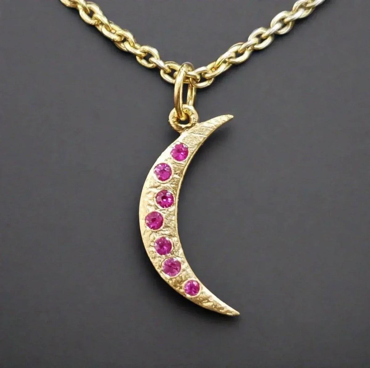 14k Gold Ruby Pendant Half Moon Shape For Unisex - K Jewelry Accessories