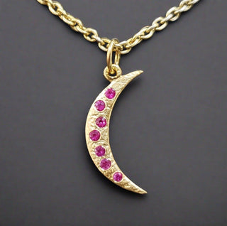 14k Gold Ruby Moon Pendant - K Jewelry Accessories