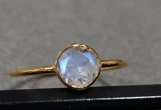 14k Gold Blue Schiller Rainbow Moonstone Ring, - K Jewelry Accessories