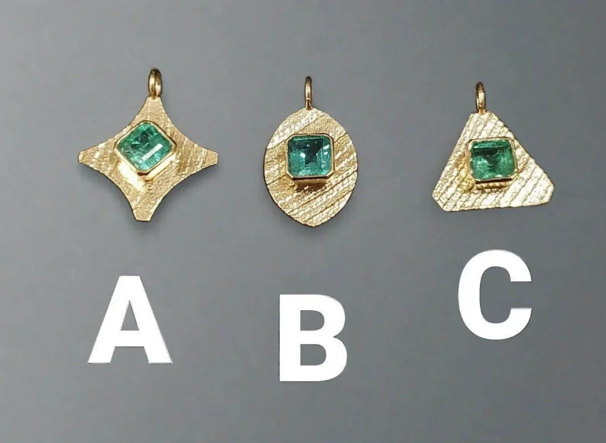 18k Gold Zambian Emerald Charm Pendant - K Jewelry Accessories