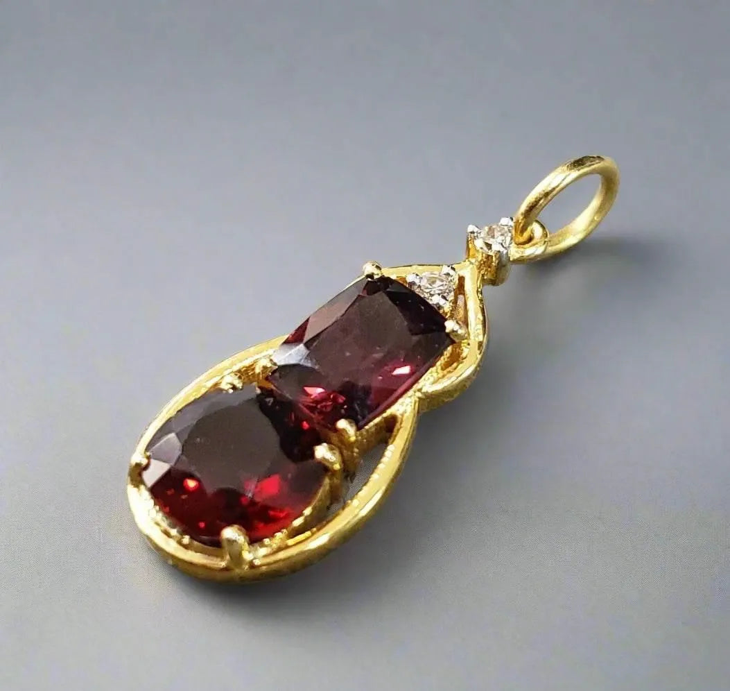 Handmade Art Deco 14k Gold Spinel Pendant: Red & Pink Diamond Jewelry - K Jewelry Accessories