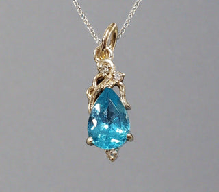 14k Gold Paraiba Apatite & Diamond Pendant - K Jewelry Accessories