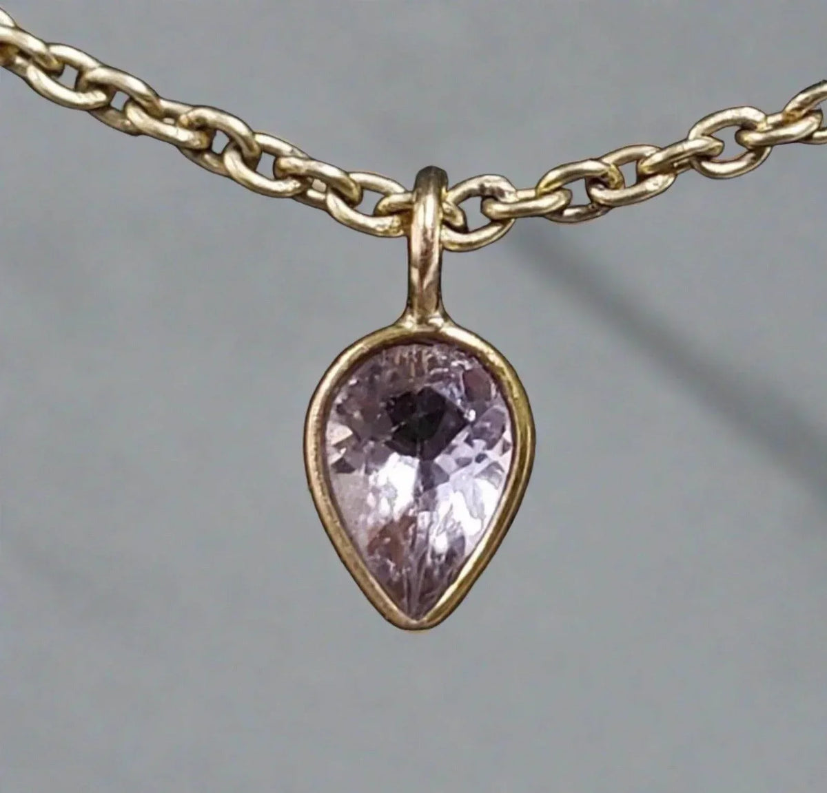 18k Gold Pear Shape Pink Morganite Pendant Charm - K Jewelry Accessories