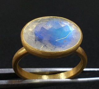 Blue Schiller Rainbow Moonstone Ring - K Jewelry Accessories