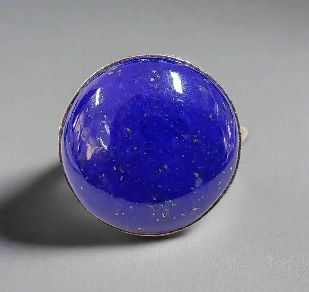 Cabochon 19 mm Round Lapis Gold Ring 14k - K Jewelry Accessories