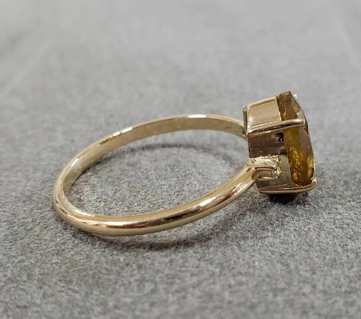 Natural Yellow Tourmaline and Diamond 14k Gold Ring - K Jewelry Accessories
