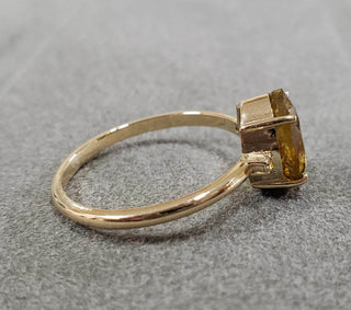 Natural Yellow Tourmaline and Diamond 14k Gold Ring - K Jewelry Accessories