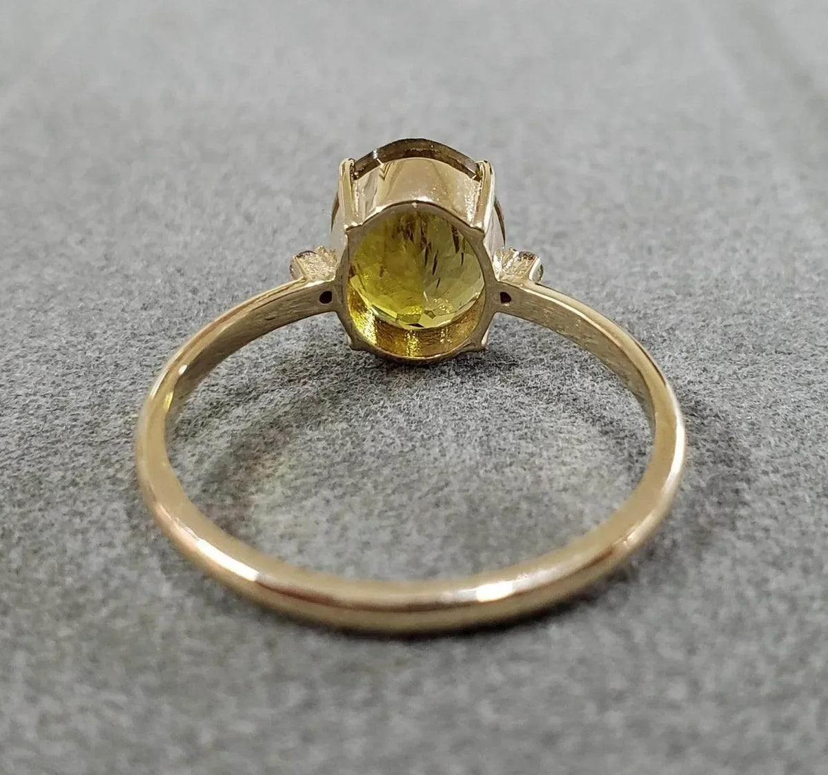 Natural Yellow Tourmaline and Diamond 14k Gold Ring - K Jewelry Accessories