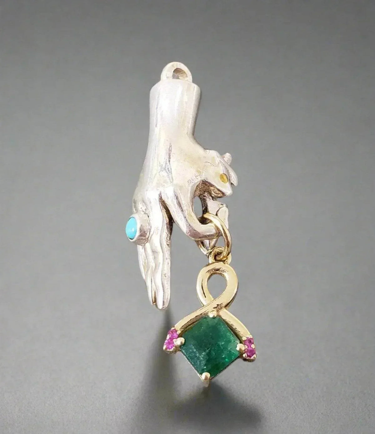 925 Sterling Silver Turquoise Clasp - Hand Charm Holder - K Jewelry Accessories