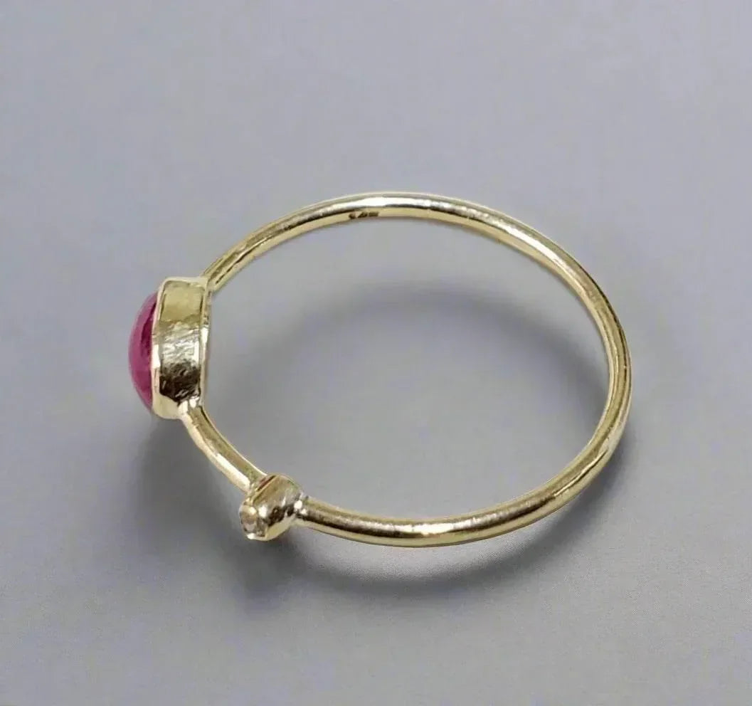 Ruby Cabochon 14k Gold Ring - K Jewelry Accessories