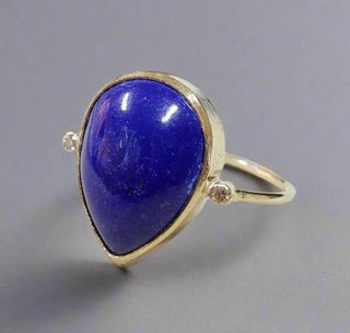 Cabochon Pear Lapis Lazuli 14k Gold Ring - K Jewelry Accessories