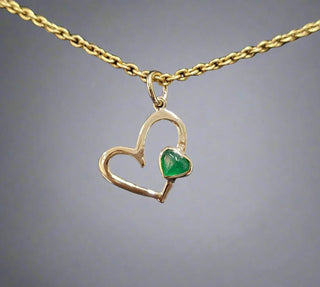 Zambian Emerald Heart 14k Gold Pendant - K Jewelry Accessories