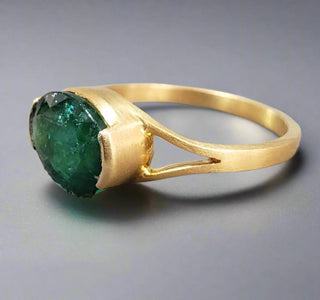18k Gold Luster Emerald Statement Ring - K Jewelry Accessories