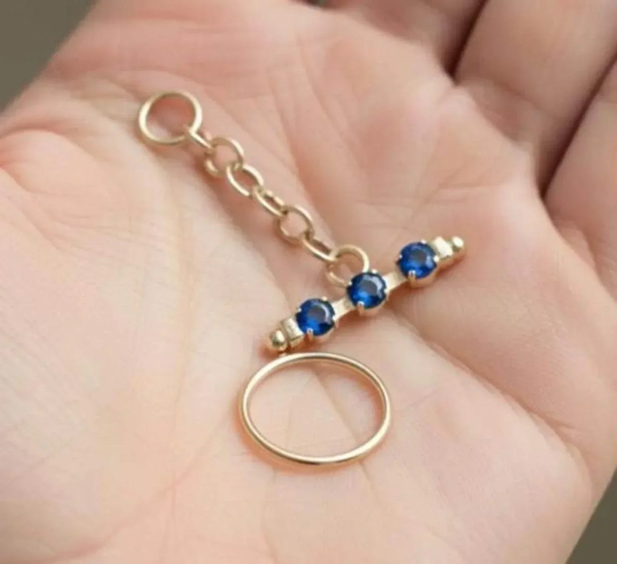 14k Gold Blue Sapphire Toggle Clasp Pendant | Dainty Sapphire Jewelry - K Jewelry Accessories