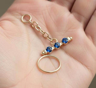 14k Gold Blue Sapphire Toggle Clasp Pendant | Dainty Sapphire Jewelry - K Jewelry Accessories