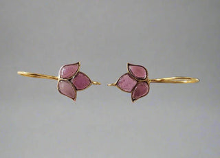 Pink Tourmaline Gold Earring, Leaf Cabochon Earwire, DIY Findings - K Jewelry Accessories