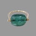 14K Gold Tumble Emerald Ring, Drilled Stone Ring