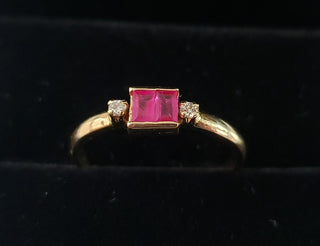 Bague en or 18 carats avec rubis rond naturel pour femme, rubis d'exception