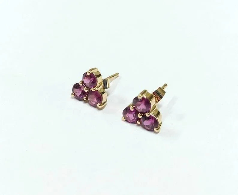 Clear Rhodolite Garnet 18k Gold Earrings For Women - K Jewelry Accessories