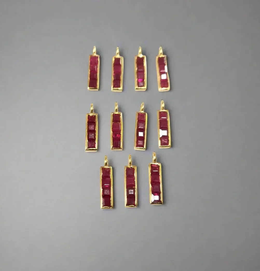 18k Gold Natural Ruby Gold Charm Minimalistic jewelry - K Jewelry Accessories