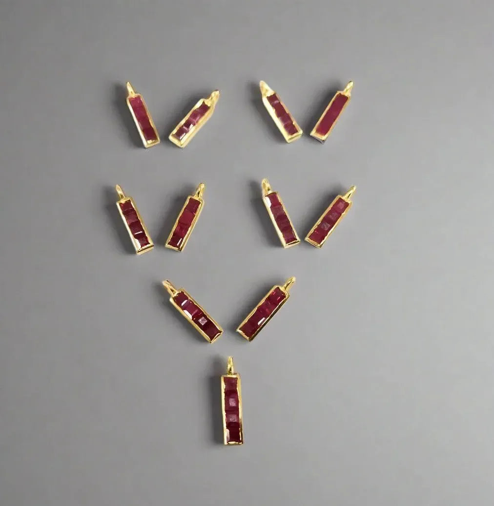18k Gold Natural Ruby Gold Charm Minimalistic jewelry - K Jewelry Accessories