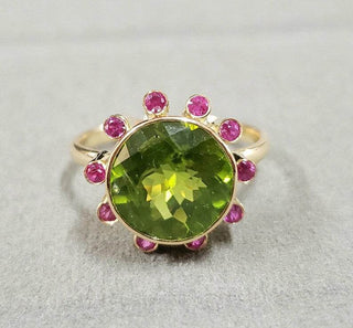 Green Peridot Ruby Gold Ring - K Jewelry Accessories