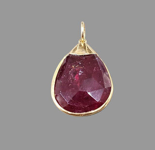 Natural Rubellite Pear Pendant: 18k Gold Tourmaline Charm - K Jewelry Accessories