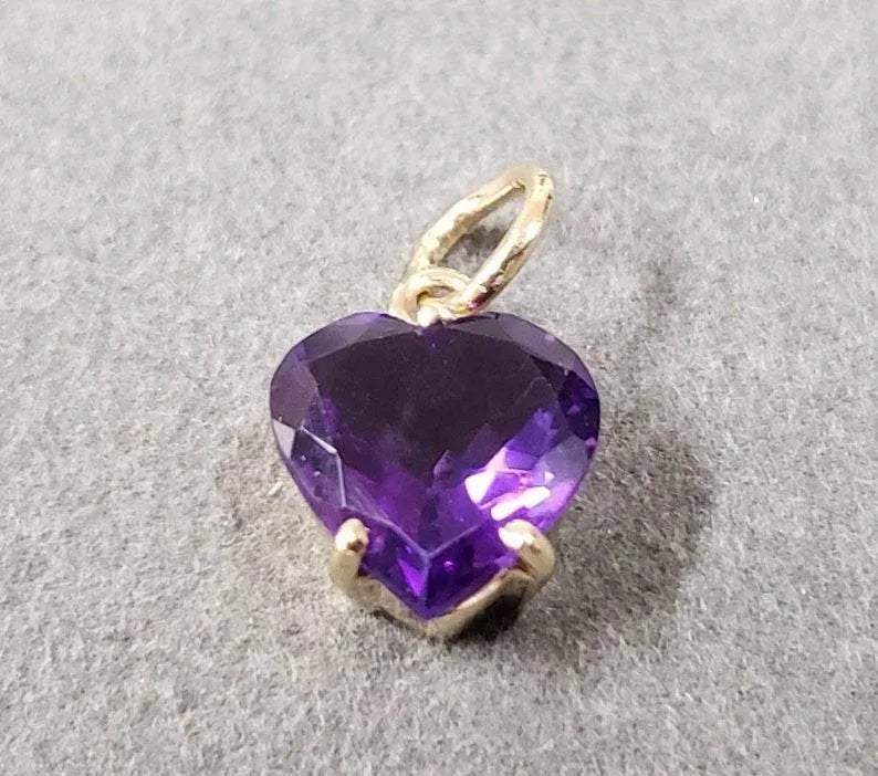 14k Gold Amethyst Heart Shape Pendant - K Jewelry Accessories