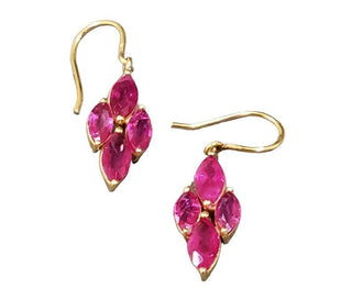 18k Ruby Earrings Gold Leaf Shape - K Jewelry Accessories