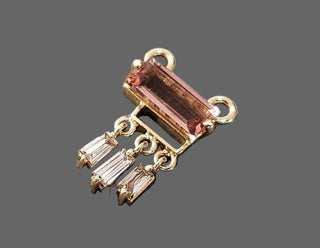 Pink Tourmaline Diamond Pendant 14k Gold Dangle - Baguette Gemstone - K Jewelry Accessories