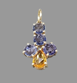 Blue & Yellow Sapphire 14k Gold Pendant - Dainty Precious - K Jewelry Accessories
